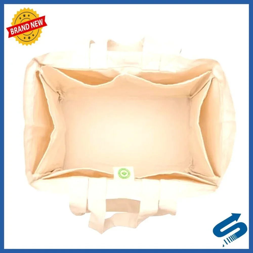 Reusable Canvas Grocery Tote Bags Heavy Duty Washable Foldable 3 Pack